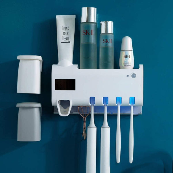 Toothbrush Sanitizer Family Case with UV Light and Toothpaste Dispenser