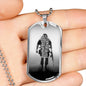 BORN TO FIGHT DOG TAG STYLE GOLD/SILVER NECKLACE