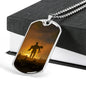 TOUCH A FALLEN COMRADE DOG TAG STYLE GOLD/SILVER NECKLACE