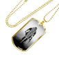 BORN TO FIGHT DOG TAG STYLE GOLD/SILVER NECKLACE