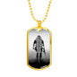 BORN TO FIGHT DOG TAG STYLE GOLD/SILVER NECKLACE