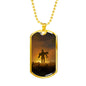 TOUCH A FALLEN COMRADE DOG TAG STYLE GOLD/SILVER NECKLACE