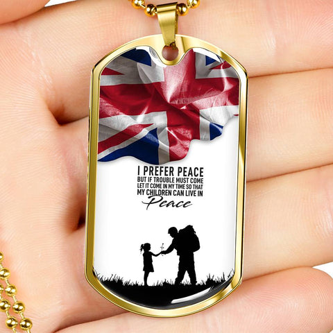 PEACE DOG TAG STYLE GOLD/SILVER NECKLACE