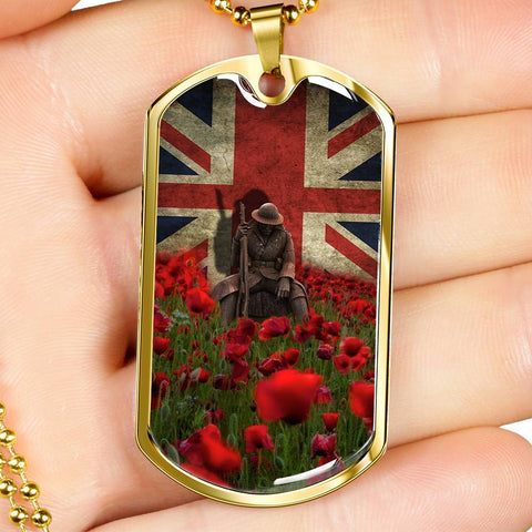 LONE POPPY DOG TAG STYLE GOLD/SILVER NECKLACE
