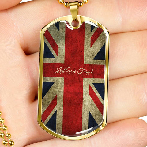LEST WE FORGET DOG TAG STYLE GOLD/SILVER NECKLACE
