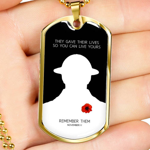 REMEMBER THEM DOG TAG STYLE GOLD/SILVER NECKLACE