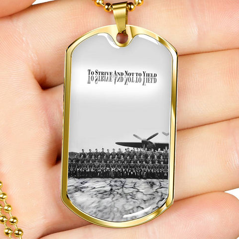 TO STRIVE AND NOT TO YIELD DOG TAG STYLE GOLD/SILVER NECKLACE