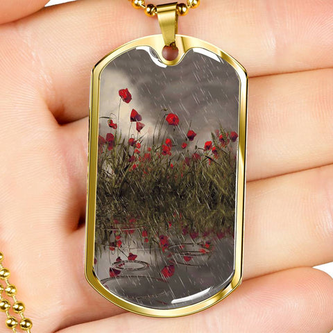 THE SKY WEEPS DOG TAG STYLE GOLD/SILVER NECKLACE
