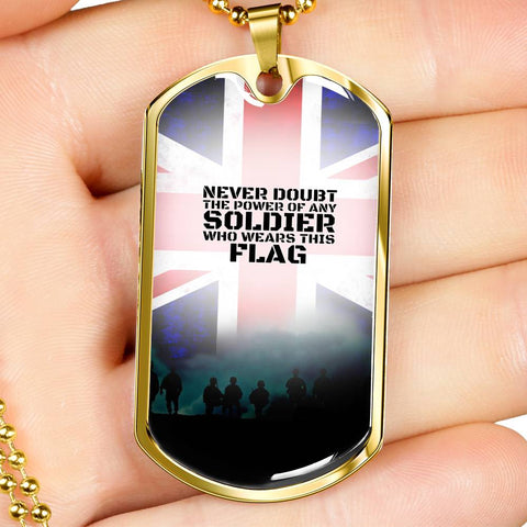 SOLDIER POWER DOG TAG STYLE GOLD/SILVER NECKLACE