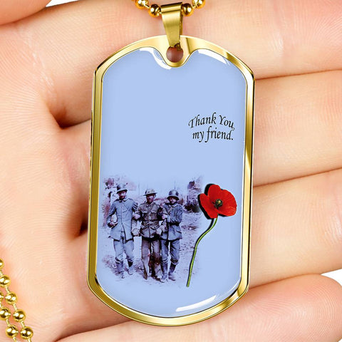 THANK YOU MY FRIEND DOG TAG STYLE GOLD/SILVER NECKLACE