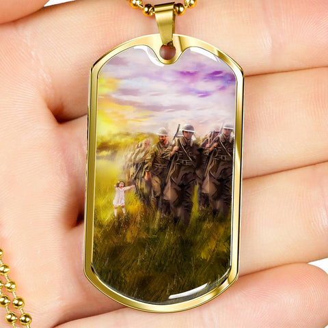 DADDY DON'T GO DOG TAG STYLE GOLD/SILVER NECKLACE