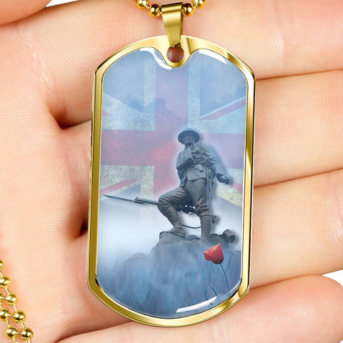 POPPY PRIDE II DOG TAG STYLE GOLD/SILVER NECKLACE