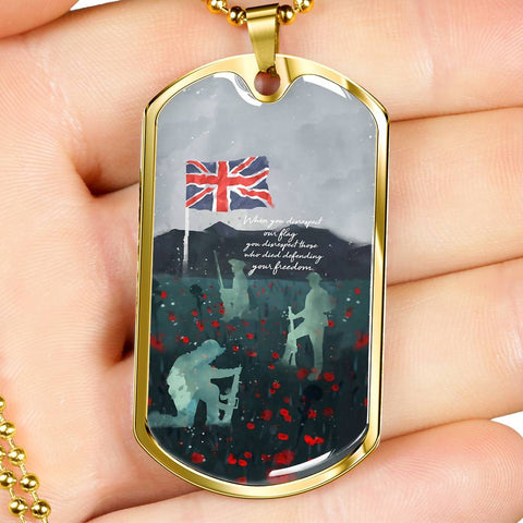 NEVER DISRESPECT DOG TAG STYLE GOLD/SILVER NECKLACE