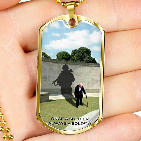 ONCE A SOLDIER DOG TAG STYLE GOLD/SILVER NECKLACE