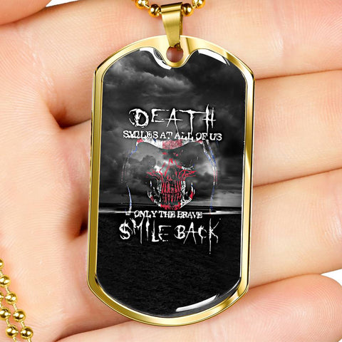 DEATH DOG TAG STYLE GOLD/SILVER NECKLACE