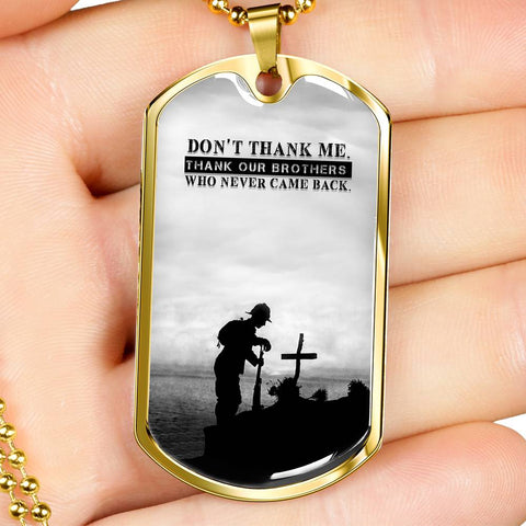 THANK YOU BROTHER DOG TAG STYLE GOLD/SILVER NECKLACE