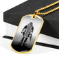 BORN TO FIGHT DOG TAG STYLE GOLD/SILVER NECKLACE
