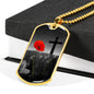 POPPY AND THE CROSS DOG TAG STYLE GOLD/SILVER NECKLACE