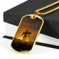 TOUCH A FALLEN COMRADE DOG TAG STYLE GOLD/SILVER NECKLACE