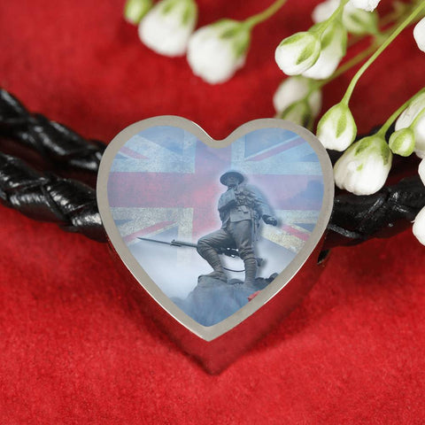 Poppy-Pride-II  Heart Charm - Real Leather Woven Bracelet