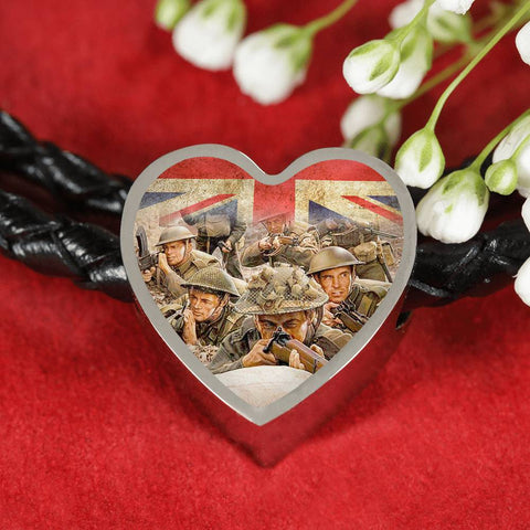 Heroes Heart Charm - Real Leather Woven Bracelet