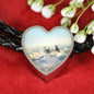Supermarine-Spitfire Heart Charm - Real Leather Woven Bracelet