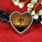 Touch-A-Fallen-Comrade Heart Charm - Real Leather Woven Bracelet
