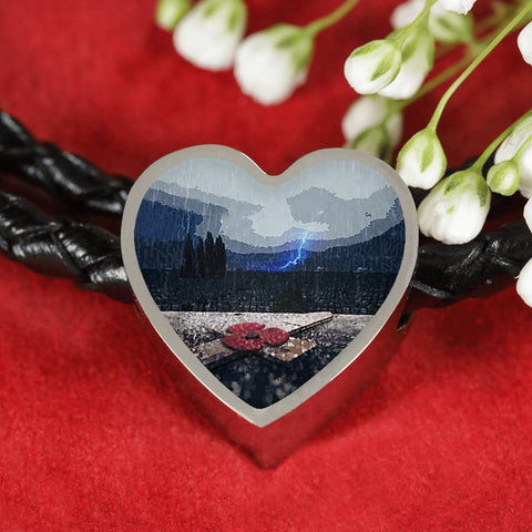 Left Heart Charm - Real Leather Woven Bracelet