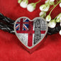 The-White-Ensign Heart Charm - Real Leather Woven Bracelet