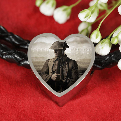 Tommy Heart Charm - Real Leather Woven Bracelet