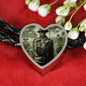 Tommy-In-The-Trenches Heart Charm - Real Leather Woven Bracelet
