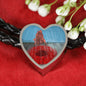 Tommy's-Poppies Heart Charm - Real Leather Woven Bracelet