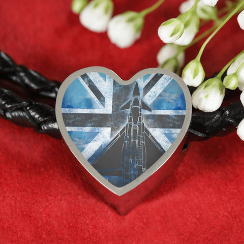 Royal-Airforce Heart Charm - Real Leather Woven Bracelet