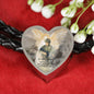 Guardian-angel Heart Charm - Real Leather Woven Bracelet