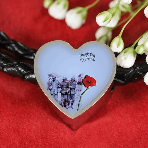 Thank-You-My-Friend Heart Charm - Real Leather Woven Bracelet