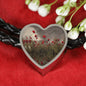 The-Sky-Weeps Heart Charm - Real Leather Woven Bracelet