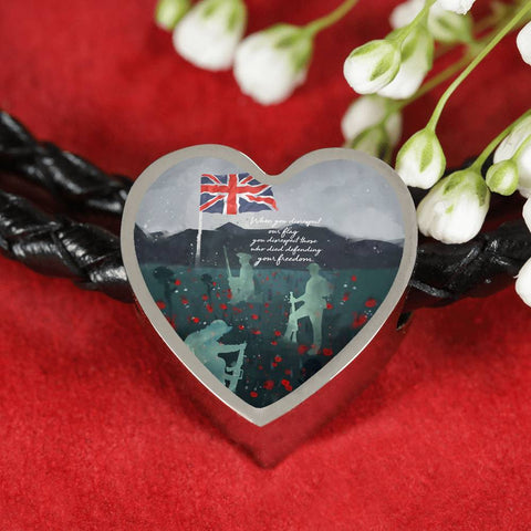 Never-Disrespect Heart Charm - Real Leather Woven Bracelet