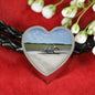 Spitfire Heart Charm - Real Leather Woven Bracelet