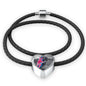 Fear-No-Evil Heart Charm - Real Leather Woven Bracelet