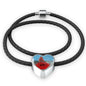 Tommy's-Poppies Heart Charm - Real Leather Woven Bracelet