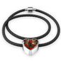 Lone-Poppy Heart Charm - Real Leather Woven Bracelet