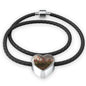 The-Sky-Weeps Heart Charm - Real Leather Woven Bracelet