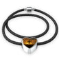 Touch-A-Fallen-Comrade Heart Charm - Real Leather Woven Bracelet