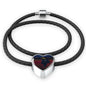 Torch Heart Charm - Real Leather Woven Bracelet