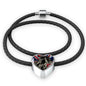 British-Spartan Heart Charm - Real Leather Woven Bracelet