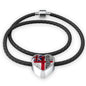 The-White-Ensign Heart Charm - Real Leather Woven Bracelet