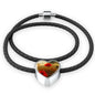 For-The-Fallen Heart Charm - Real Leather Woven Bracelet