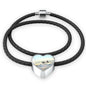 Supermarine-Spitfire Heart Charm - Real Leather Woven Bracelet