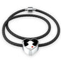 Remember-Them Heart Charm - Real Leather Woven Bracelet