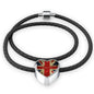 Lest-We-Forget Heart Charm - Real Leather Woven Bracelet